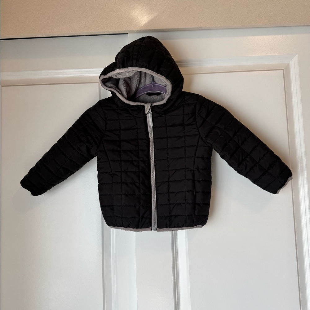 Black Quilted Hooded Jacket